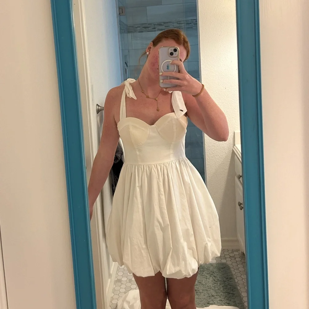 Lena White Mini Dress with Tie Straps - Picture 1 of 1